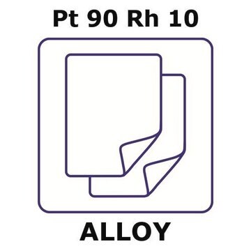 Platinum-rhodium alloy, Pt90Rh10 foil, 25 x 25mm, 0.125mm thickness