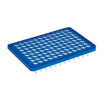 Eppendorf&#174; Twin tec microbiology PCR plates, 96 wells blue plate, 96, semi-skirted, conical bottom colorless wells, semi-skirted, PCR clean, pkg of 10&#160;ea, blue