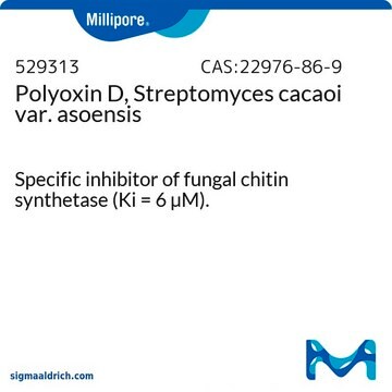 Polyoxin D, Streptomyces cacaoi var. asoensis Specific inhibitor of fungal chitin synthetase (Ki = 6 &#181;M).