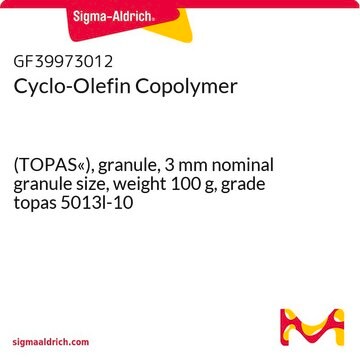 Cyclo-Olefin Copolymer (TOPAS«), granule, 3&#160;mm nominal granule size, weight 100&#160;g, grade topas 5013l-10