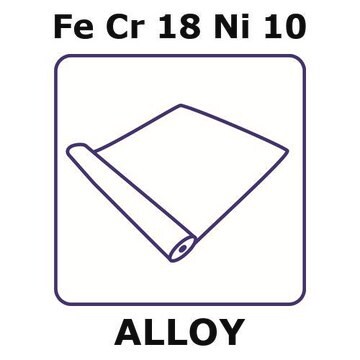 Stainless Steel - AISI 304 alloy, FeCr18Ni10 foil, 0.1m coil, 0.01mm thickness, as rolled