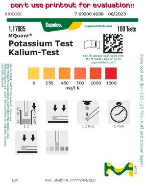 Potassium Test colorimetric, 250-1500&#160;mg/L (K), MQuant&#174;