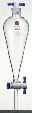 Synthware&#8482; Squibb-style separatory funnel with PTFE stopcock and PTFE stopper 125 mL, top joint: ST/NS 24/40