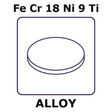 Stainless Steel - AISI 321 alloy, FeCr18Ni9Ti foil, 50mm disks, 0.0125mm thickness, annealed