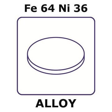 Invar&#174; - Controlled Expansion Alloy, Fe64Ni36 foil, 25mm disks, 0.02mm thickness