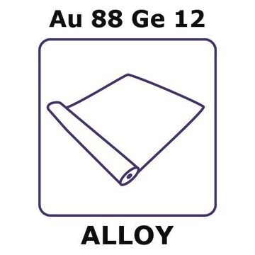 Gold-germanium eutectic alloy, Au88Ge12 foil, 0.5m coil, 1mm coil width, 0.025mm thickness