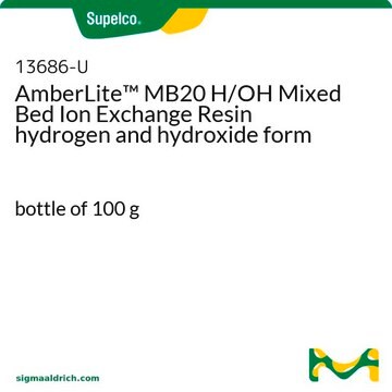 AmberLite&#8482; MB20 H/OH Mixed Bed Ion Exchange Resin hydrogen and hydroxide form bottle of 100&#160;g