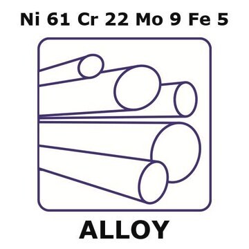 Inconel&#174; 625 - corrosion resistant alloy, Ni61Cr22Mo9Fe5 rod, 1000mm x 6.35mm diameter, annealed