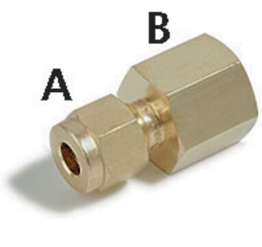 Swagelok&#174; Connector to Female NPT Swagelok&#174; 200-7-4, brass, 1/8 in. Swagelok, 1/4 in. female NPT