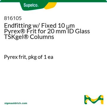 Endfitting w/ Fixed 10 &#956;m Pyrex&#174; Frit for 20 mm ID Glass TSKgel&#174; Columns Pyrex frit, pkg of 1&#160;ea