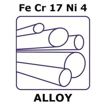 Stainless Steel - 17-4PH alloy, FeCr17Ni4 500mm rod, 12.7mm diameter