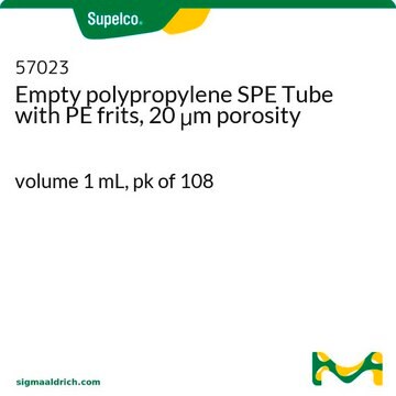 Empty polypropylene SPE Tube with PE frits, 20 &#956;m porosity volume 1&#160;mL, pk of 108