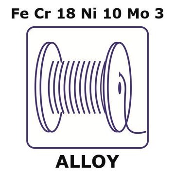 Stainless Steel - AISI 316L alloy, FeCr18Ni10Mo3 200m wire, 0.7mm diameter, as drawn