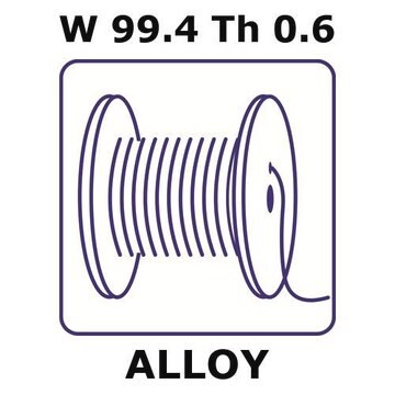 Thoriated tungsten wire, W 99.4%/Th 0.6%, 0.025&#160;mm diameter, length 200 m, temper annealed