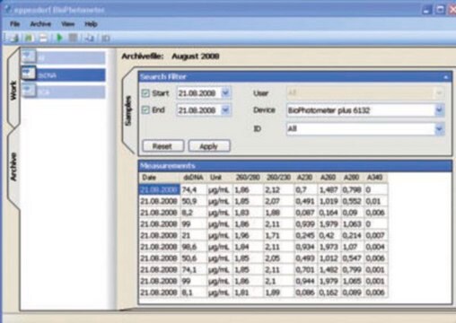 Eppendorf&#174; BioPhotometer Data Transfer Software for online data transfer to PC