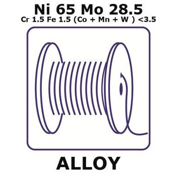 Hastelloy&#174; B-3 alloy, Ni65Mo28.5Cr1.5Fe1.5(Co+Mn+W)3.5max 20m wire, 0.5mm diameter, annealed