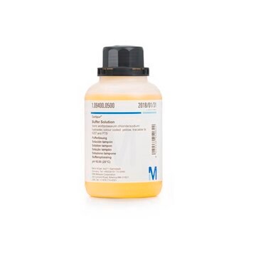 Buffer Solution (boric acid/potassium chloride/sodium hydroxide) colour coded: yellow, tracable to NIST and PTB pH 10.00 (20&#176;C) Certipur&#174;