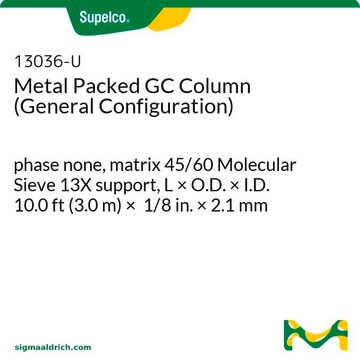 金属性充填 GCカラム (一般型) phase none, matrix 45/60 Molecular Sieve 13X support, L × O.D. × I.D. 10.0&#160;ft (3.0&#160;m) × 1/8&#160;in. × 2.1&#160;mm