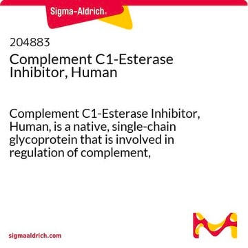 Complement C1-Esterase Inhibitor, Human Complement C1-Esterase Inhibitor, Human, is a native, single-chain glycoprotein that is involved in regulation of complement, coagulation, fibrinolytic and contact systems of circulating plasma.