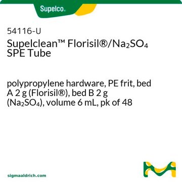 Supelclean&#8482; Florisil&#174;/Na2SO4 SPE Tube polypropylene hardware, PE frit, bed A 2&#160;g (Florisil&#174;), bed B 2&#160;g (Na2SO4), volume 6&#160;mL, pk of 48