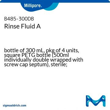 Rinse Fluid A bottle of 300&#160;mL, pkg of 4&#160;units, square PETG bottle (500ml individually double wrapped with screw cap septum), sterile; aseptically filled