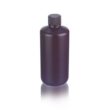 Wheaton&#174; Leak Resistant Bottle capacity 500&#160;mL, high-density polyethylene bottle, amber bottle, narrow-mouth bottle, bottle diam. × H 72&#160;mm × 171&#160;mm, 28-410