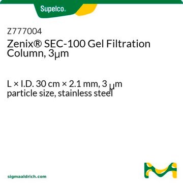 Zenix&#174; SEC-100 Gel Filtration Column, 3&#956;m L × I.D. 30&#160;cm × 2.1&#160;mm, 3&#160;&#956;m particle size, stainless steel