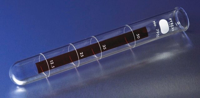 Pyrex&#174; Lifetime Red&#8482; graduated tube O.D. × L 25&#160;mm × 200&#160;mm, volume 50.0&#160;mL, accuracy: 0.4&#160;mL