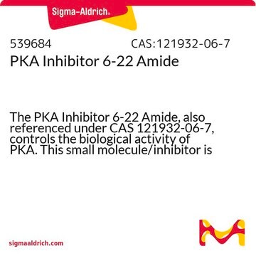 PKA Inhibitor 6-22 Amide The PKA Inhibitor 6-22 Amide, also referenced under CAS 121932-06-7, controls the biological activity of PKA. This small molecule/inhibitor is primarily used for Phosphorylation &amp; Dephosphorylation applications.