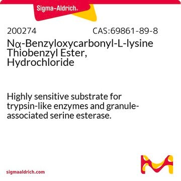 N&#945;-Benzyloxycarbonyl-L-lysine Thiobenzyl Ester, Hydrochloride Highly sensitive substrate for trypsin-like enzymes and granule-associated serine esterase.