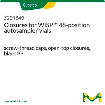 密閉容器、WISP&#8482; 48バイアルオートサンプラー用バイアル用 screw-thread caps, open-top closures, black PP