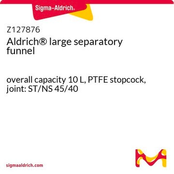 Aldrich&#174; large separatory funnel overall capacity 10 L, PTFE stopcock, joint: ST/NS 45/40