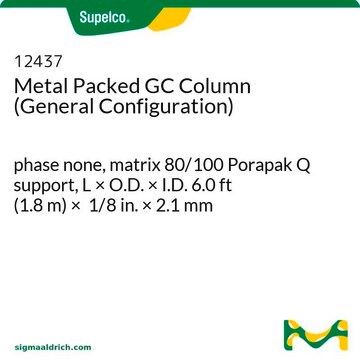 金属性充填 GCカラム (一般型) phase none, matrix 80/100 Porapak Q support, L × O.D. × I.D. 6.0&#160;ft (1.8&#160;m) × 1/8&#160;in. × 2.1&#160;mm