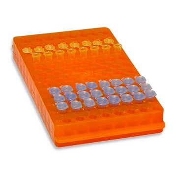 MTC&#8482; Bio Reversible Rack to hold, 60 x 1.5/2.0 mL OR 60 x 0.5 mL tubes, orange