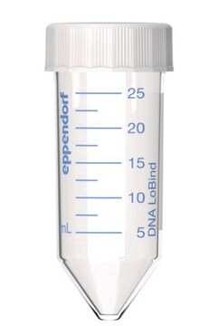 Eppendorf&#174; DNA LoBind tubes capacity 25&#160;mL, PCR clean, screw top cap, withstand 17,000xg, pkg of 200&#160;ea (5 bags x 40 tubes)