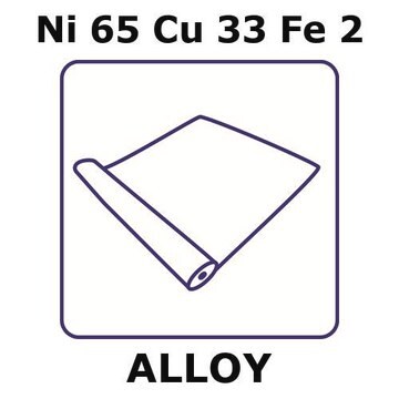 Monel&#174; alloy 400, Ni65Cu33Fe2 foil, 1m coil, 0.05mm thickness, annealed