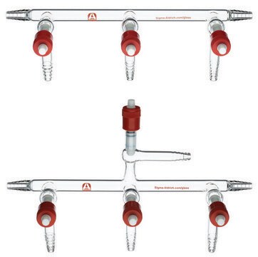 Aldrich&#174; single bank manifolds with high-vacuum PTFE valves manifold with vacuum-gauge port, positions, 3