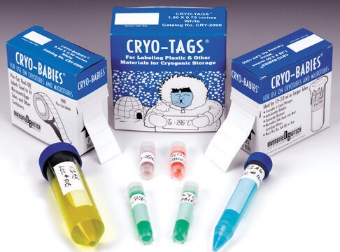 Cryo-Tags&#174; labels blue, L × W 1.50&#160;in. × 0.75&#160;in., pkg of 1000&#160;ea per roll