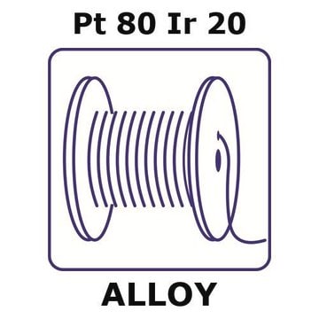 Platinum-iridium alloy, Pt80Ir20 1m wire, 0.25mm diameter, as drawn