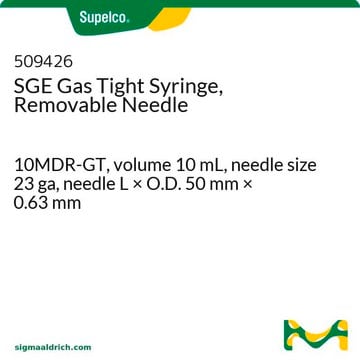 SGE Gas Tight Syringe, Removable Needle 10MDR-GT, volume 10&#160;mL, needle size 23 ga, needle L × O.D. 50&#160;mm × 0.63&#160;mm