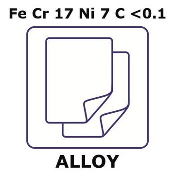 Stainless steel - AISI 301 foil, thickness 1&#160;mm, Fe/Cr17%/Ni 7%/C 0.1max%, size 25 × 25&#160;mm, temper hard