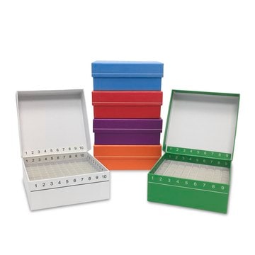 MTC&#8482; Bio FlipTop&#8482; Freezer Box With Hinged Lid cardboard, assorted colors, to hold, 100 x cryovials, pkg of 5&#160;ea