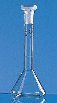 BRAND&#174; BLAUBRAND&#174; volumetric flask trapezoidal capacity 20 mL, polypropylene stopper, joint: ST/NS 10/19