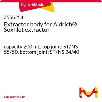 Extractor body for Aldrich&#174; Soxhlet extractor capacity 200&#160;mL, top joint: ST/NS 55/50, bottom joint: ST/NS 24/40