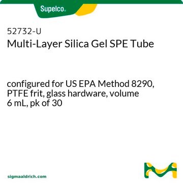 Multi-Layer Silica Gel SPE Tube configured for US EPA Method 8290, PTFE frit, glass hardware, volume 6&#160;mL, pk of 30