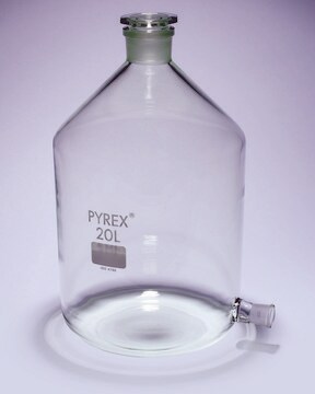 Pyrex&#174; Aspirator bottles with ground glass side-socket and neck 10000&#160;mL