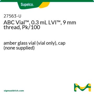 ABC Vial&#8482;, 0.3 mL LVI&#8482;, 9 mm thread, Pk/100 amber glass vial (vial only), cap (none supplied)