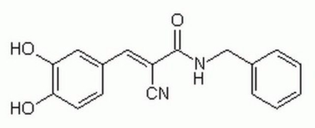 AG 490 A cell-permeable, reversible, substrate competitive, and potent inhibitor of epidermal growth factor receptor kinase autophosphorylation (IC&#8325;&#8320; = 100 nM).