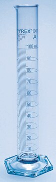 Pyrex&#174; measuring cylinder with spout, Class A volume 100&#160;mL, accuracy: 0.50&#160;mL