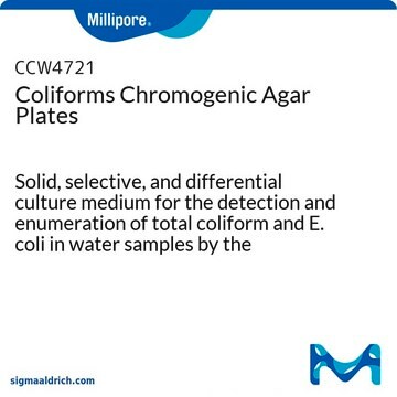 Coliforms Chromogenic Agar Plates Solid, selective, and differential culture medium for the detection and enumeration of total coliform and E. coli in water samples by the membrane-filtration technique acc. to ISO, suitable for microbiology